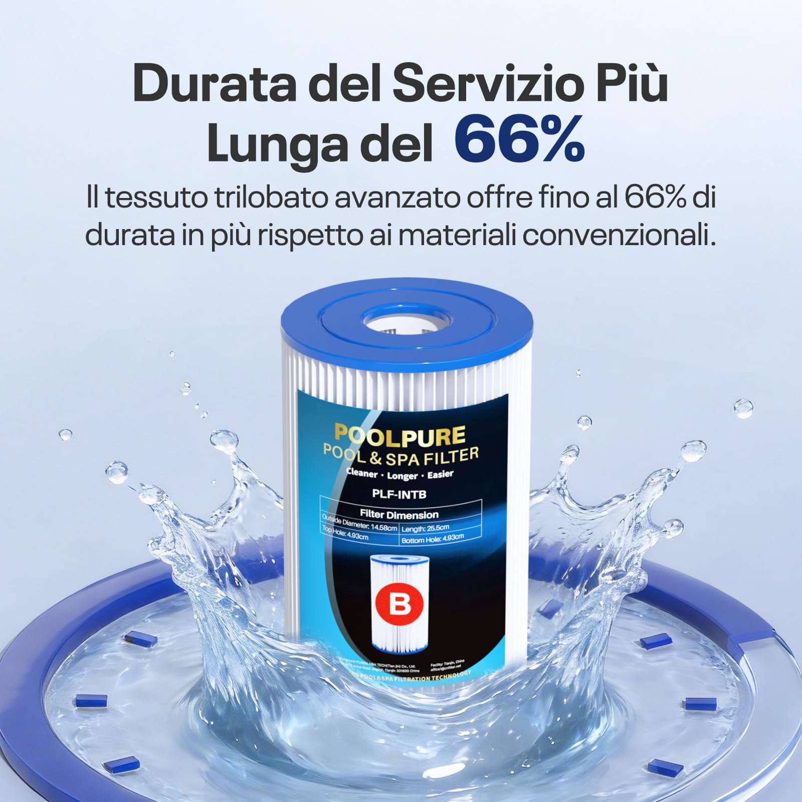POOLPURE 6 Pezzi Cartuccia Filtro Tipo B/IV per Piscina Compatibile con 29005/59905 Cartuccia Tipo B, Cartuccia Filtro Piscina Easy Set, Cartuccia di Ricambio per Pompa FILTRANTE Piscina | TESSUTO TRILOBAL ALTA EFFICIENZA,TESSUTO TRILOBAL FILTRANTE