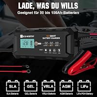 ECO-WORTHY 10A Akkumulátor Töltő 12V - LiFePO4 és Savas Akkukhoz, Intelligens Csepptöltő Autó, Motor, Fűnyíró, Hajó Akkumulátorokhoz 3