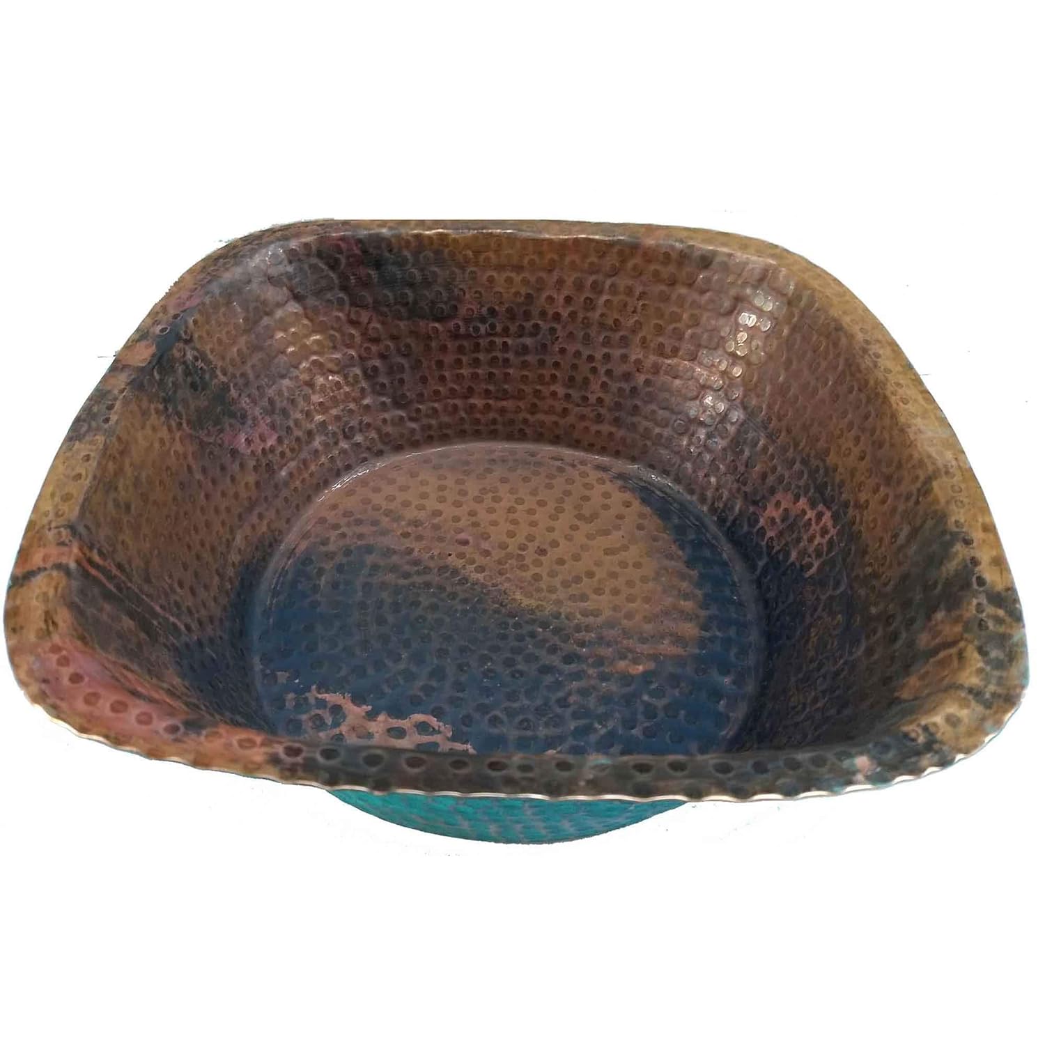 Square Aged Square Copper Foot Basin