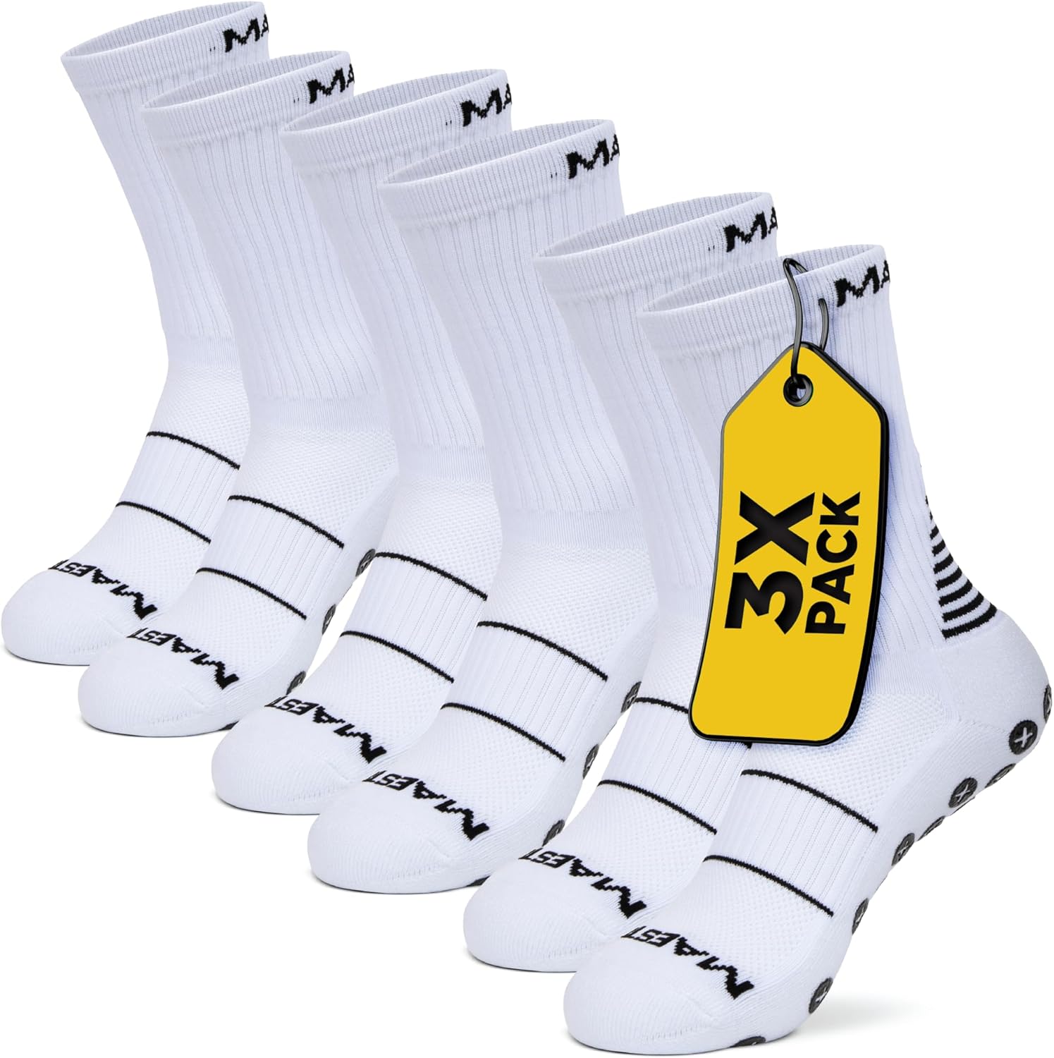 Maestro Soccer Grip Socks for Men and Women with Non-Slip Pads - Anti-Slip Socks Ideal for Football, Basketball, Sports