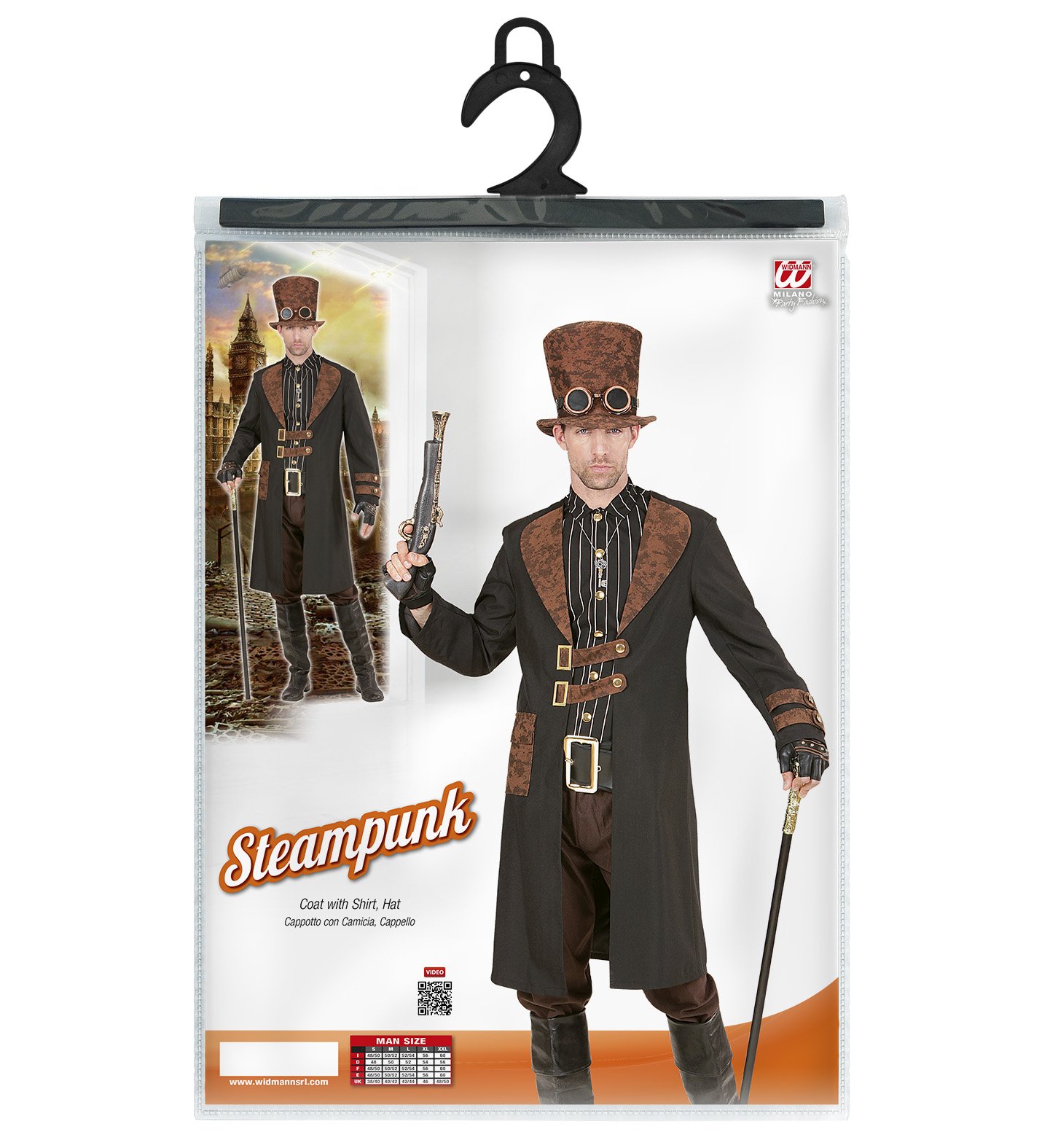 W WIDMANN MILANO Party Fashion - Disfraz steampunk, abrigo con camisa, sombrero, para carnaval