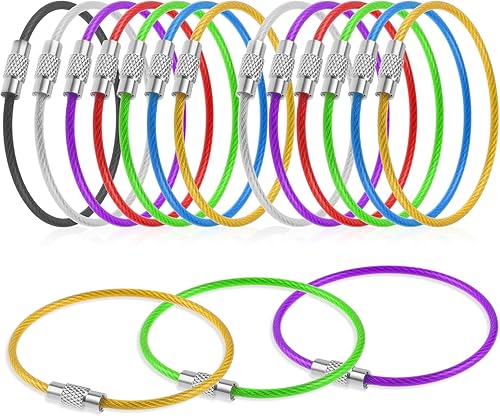 21 llaveros de alambre de acero inoxidable de 0.079 in y 6 pulgadas, llavero de alambre para etiquetas de equipaje, estudiantes, oficina, hogar,