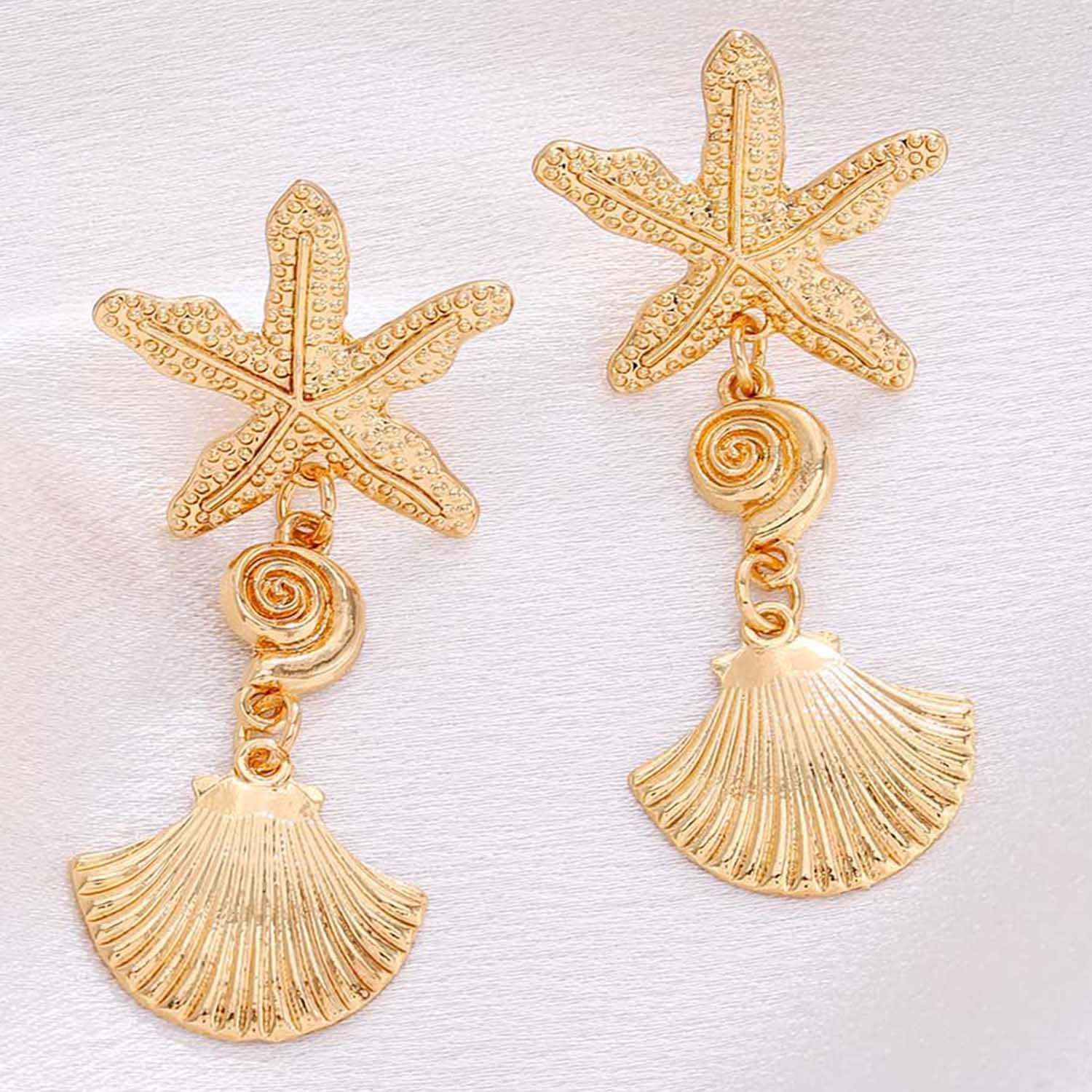 Gold Shell Earrings Starfish Earrings Mermaid Accessories Women - Image 6