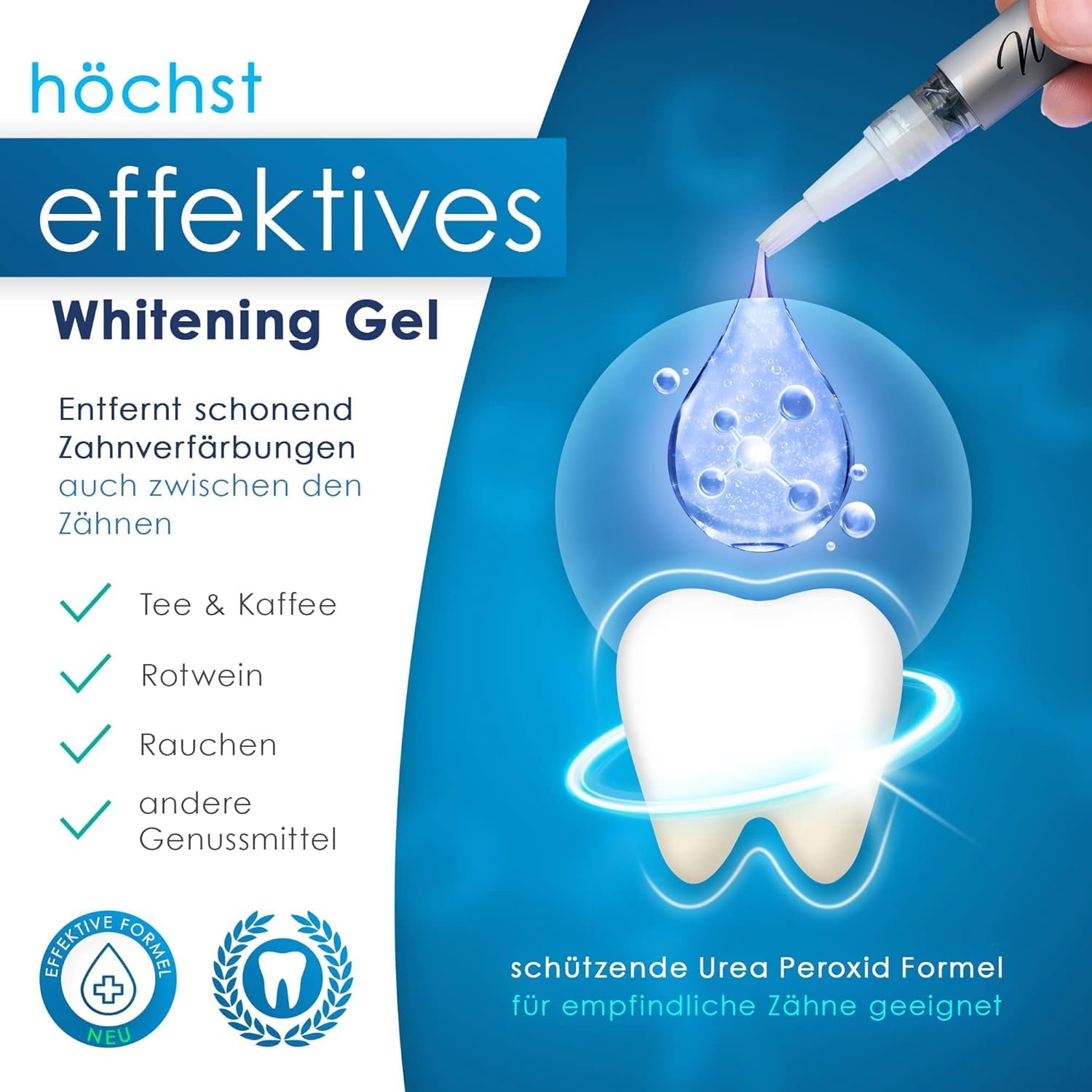 Whitesensation® Juego de blanqueamiento dental premium [+ recambio] con carril LED, bolígrafo de gel y tiras [el original] blanquear los dientes para dientes blancos en 6 días - Kit de blanqueamiento
