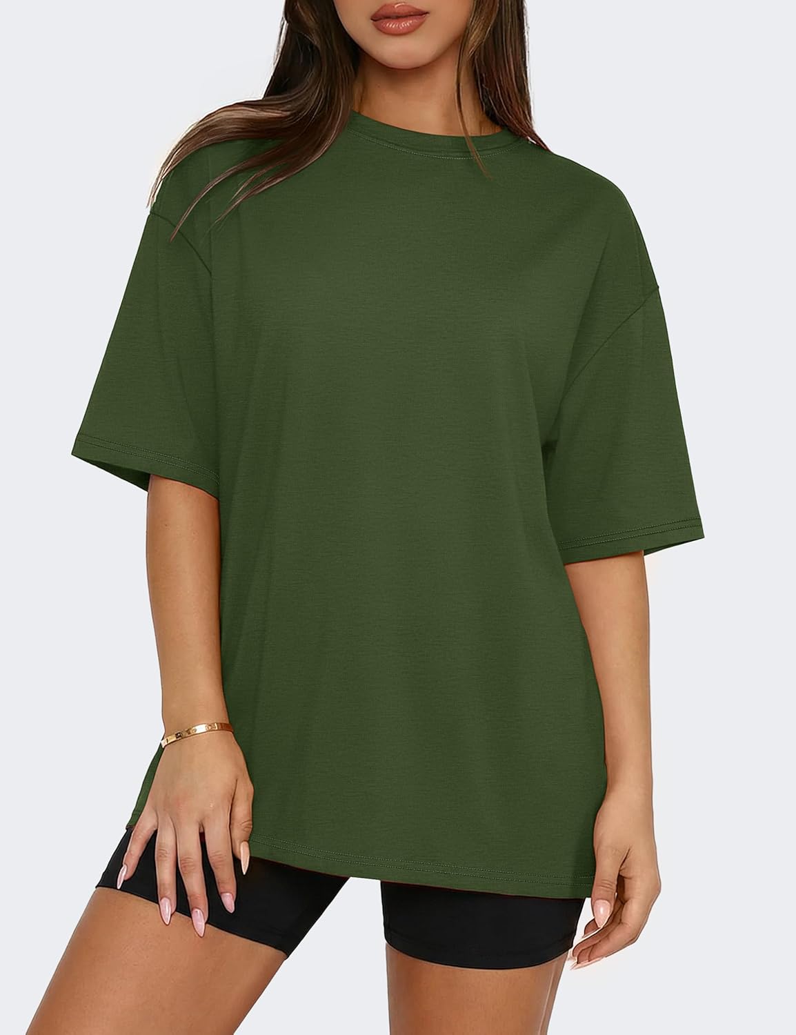 YUCOLEN Womens Oversized T Shirts Plus Size Short Sleeve Summer Tops Crewneck Loose Fit Basic Tees Fashion Workout Clothes - Image 2