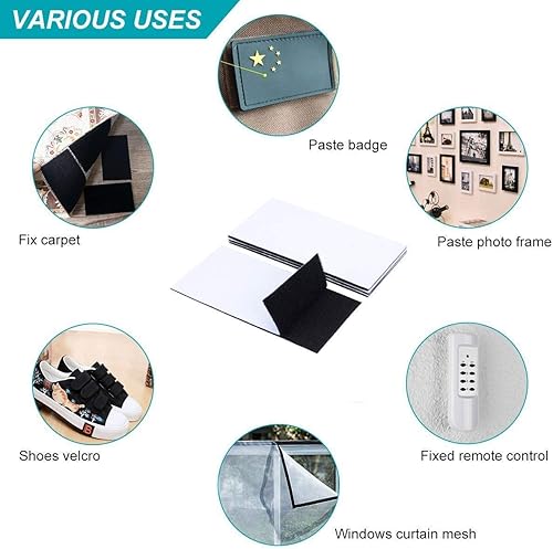 Miniatura 6 de BRAVESHINE Rollo de gancho y bucle autoadhesivo de fuerza industrial, 1.2 pulgadas, 16.5 pies, tiras de gancho y bucle de doble cara, cinta de