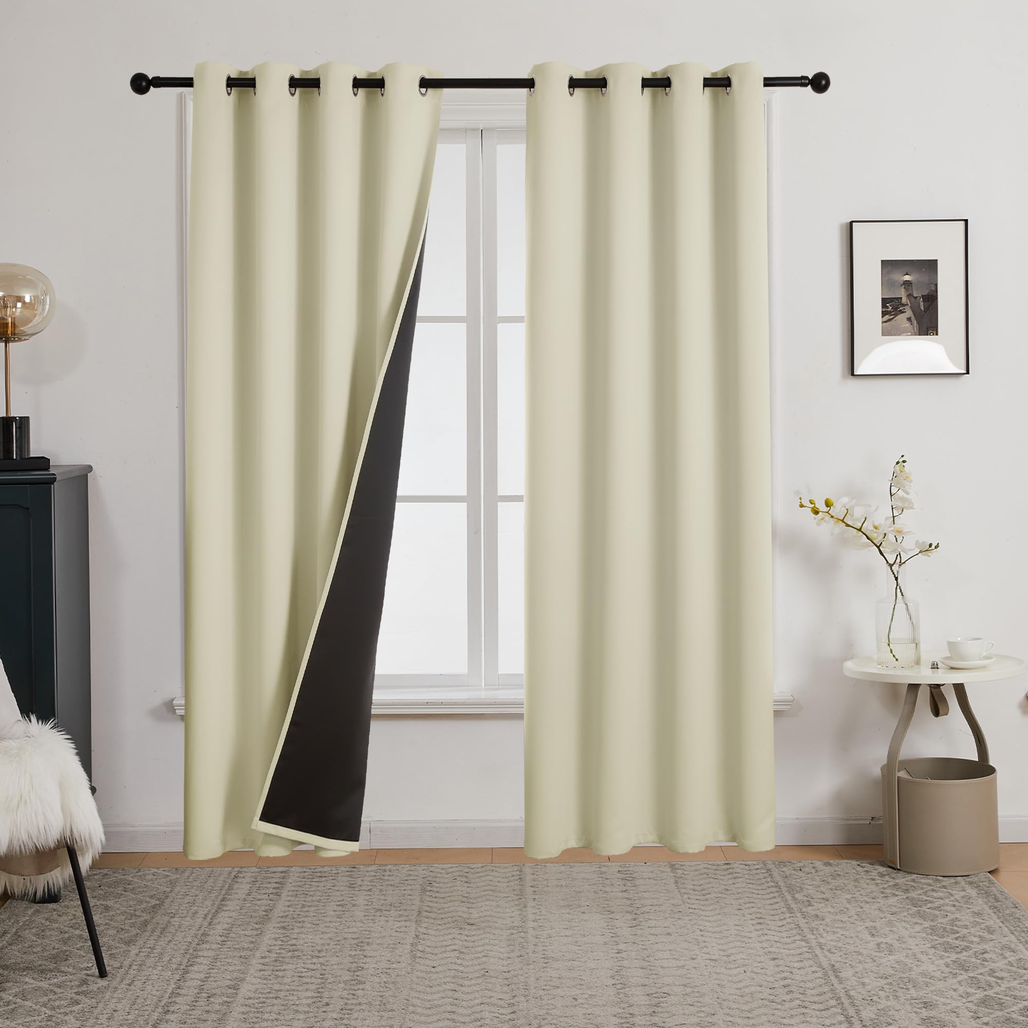 Deconovo Eyelet Blackout Curtains for Living Room, Super Soft Thermal Insulated Curtains, OEKO-TEX Certified, Energy Saving - Image 2