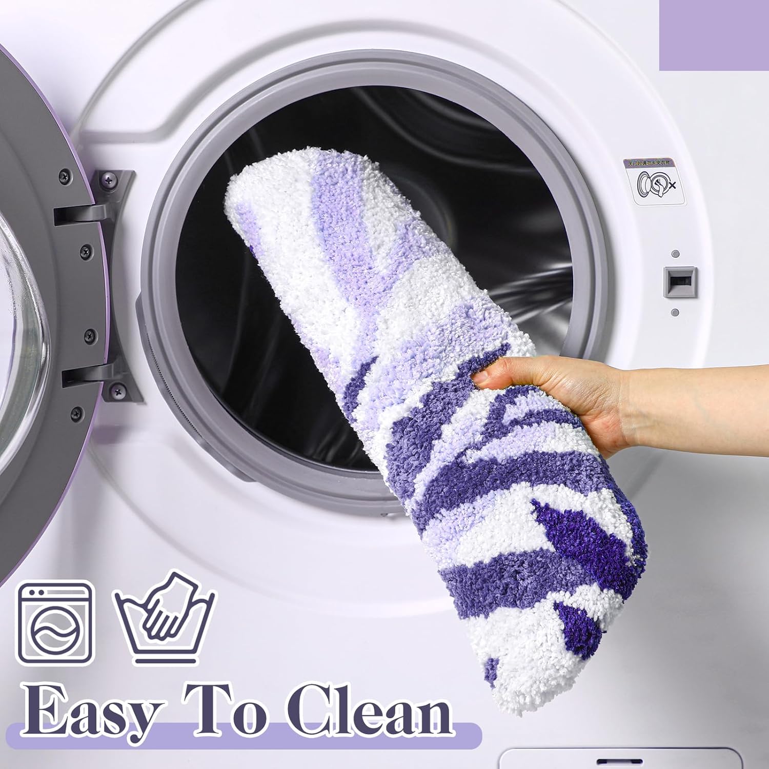 Mindsoft Purple Leaves Toilet Seat Covers Bathroom Toilet Lid Cover Soft Microfiber 17.5'' x 15'' Plush Tufted, Machine Washable, Adjustable Rubber Backing Fits Most Round Elongated Oblong Lids