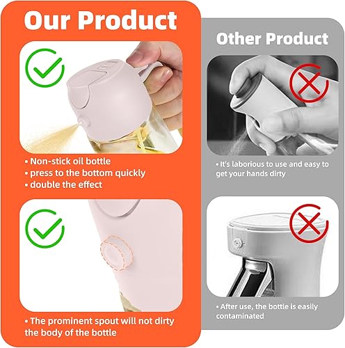 Miniatura 50 de TrendPlain Pulverizador de aceite de oliva de vidrio de 16 oz/15.9 fl oz para cocinar, botella dispensadora de aceite de oliva 2 en 1 para Negro