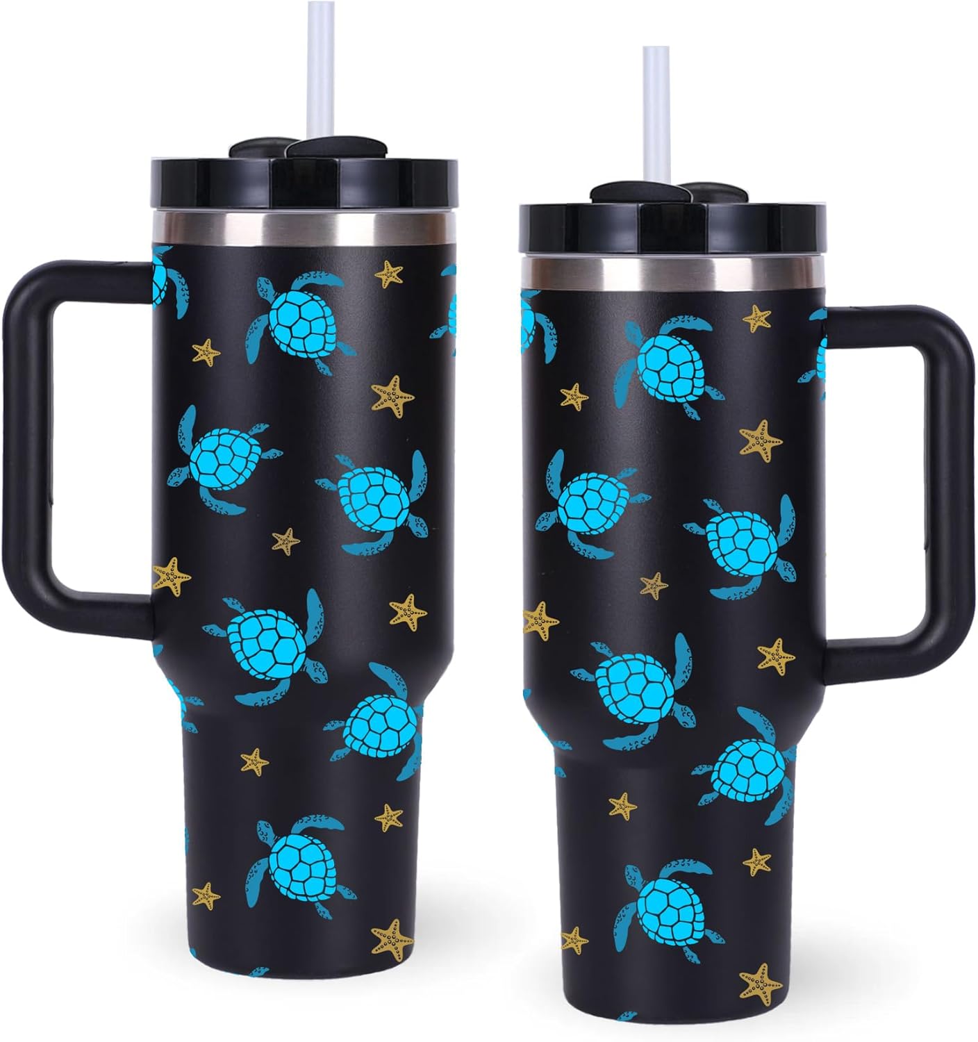 momocici 40oz Sea Turtle Tumbler with Handle Gifts for Women.Sea Turtle Lover Cups Tumbler Gifts for Women.40 oz Birthday Christmas Sea Turtle Cup Tumblers for sea turtle lover.