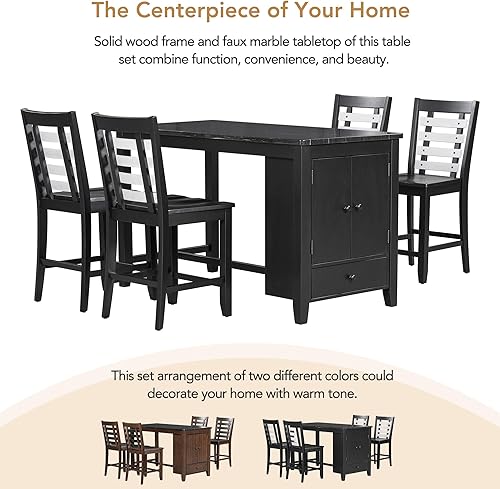 Miniatura 6 de Juego de mesa de comedor de 5 piezas juego de mesa de comedor minimalista y silla para 4 personas fácil de montar estilo moderno patas de metal