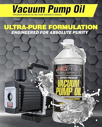 Miniatura 2 de HCPRO HCVPO128 - Aceite de bomba de vacío súper premium, aceite de refrigeración sintético universal de 1 galón, fórmula sin nebulización para un