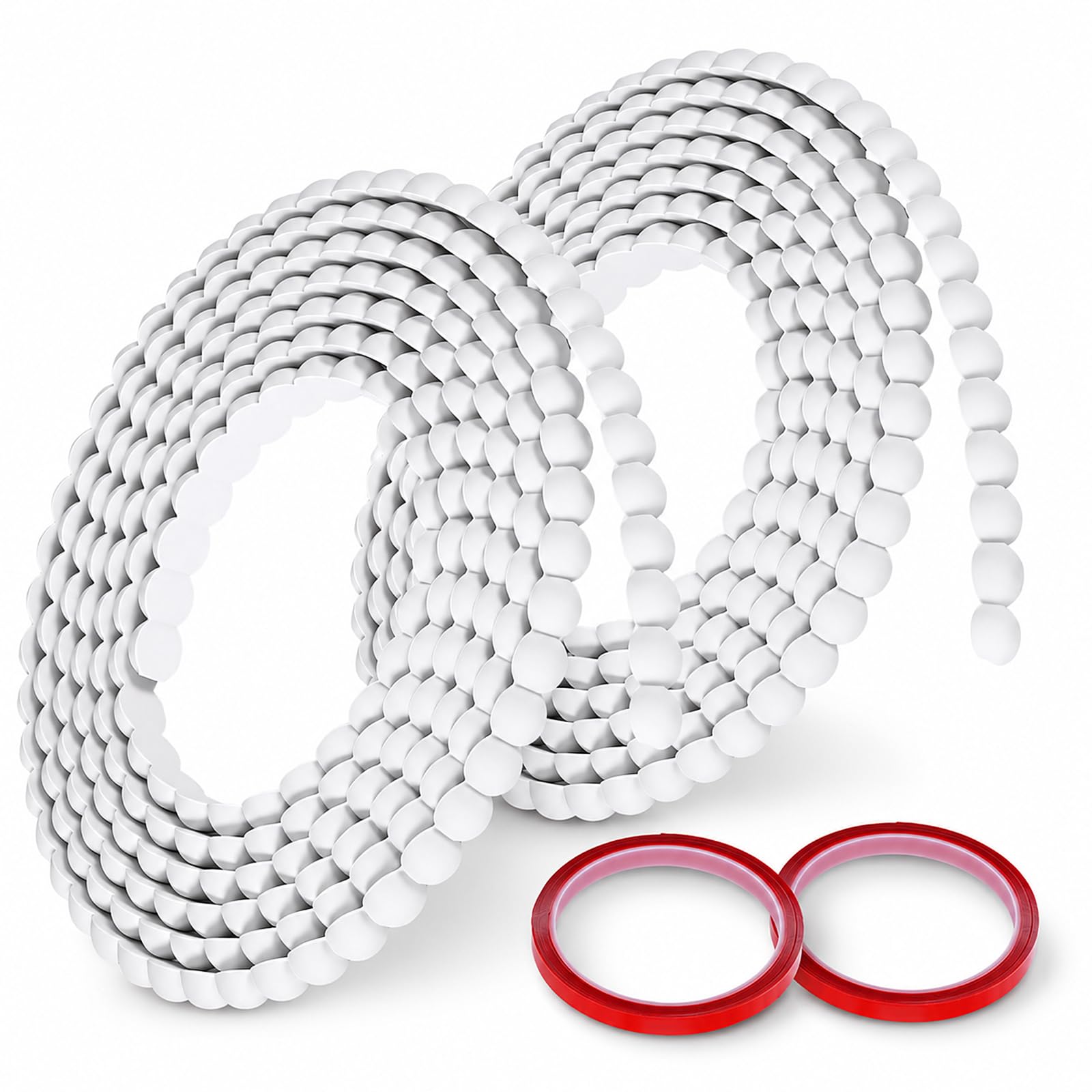 Kinberry 6m Bobbin Trim Moulding, Self Adhesive Decorative Wood Trim, Bead Molding Trim, 15mm Peel and Stick Border for Walls, Mirror Frame, Furniture, Door & Wardrobe DIY Decor (White)