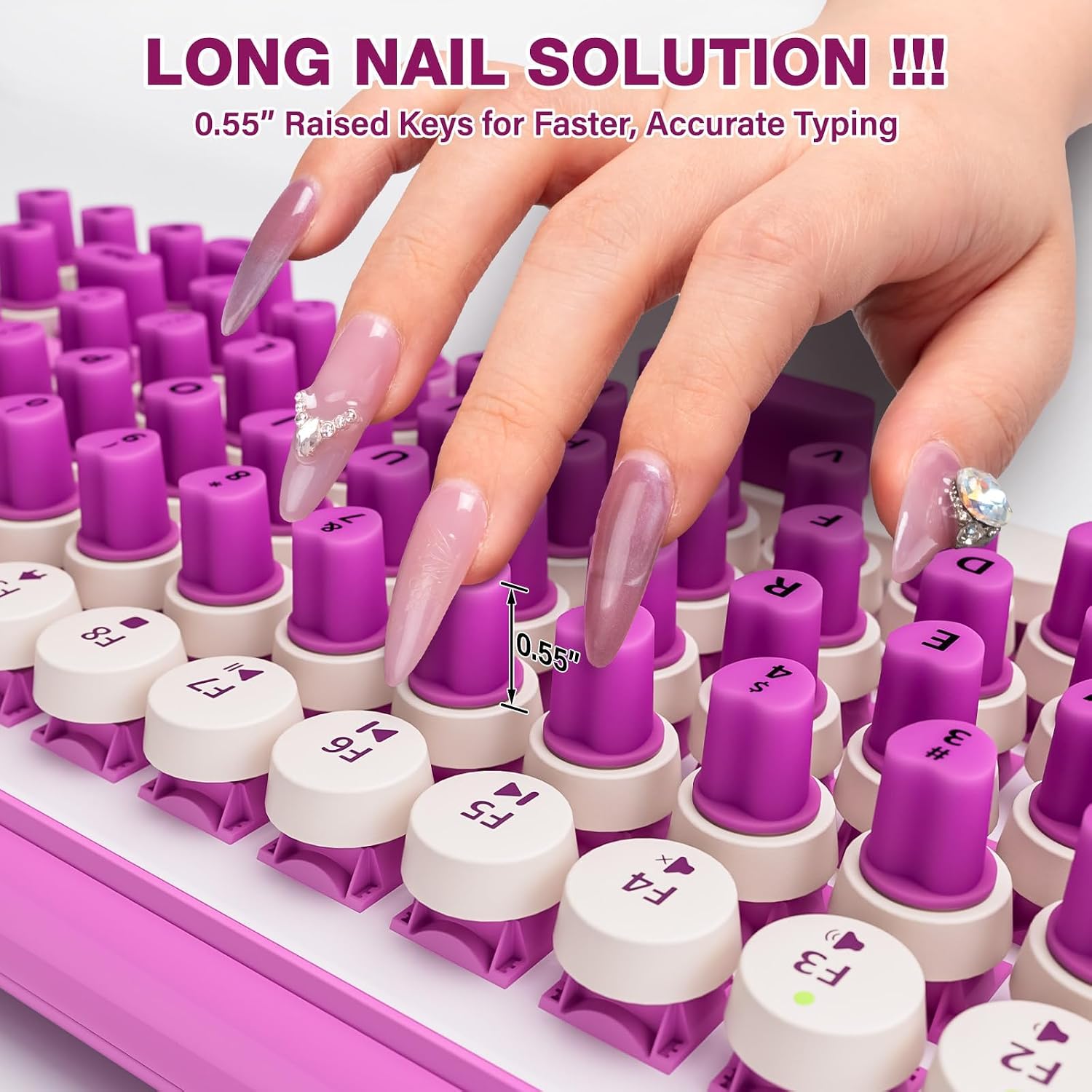 70PCS Raised Keyboard Sticker for Long Nail, Self-Adhesive Keyboard Bubbles image 4