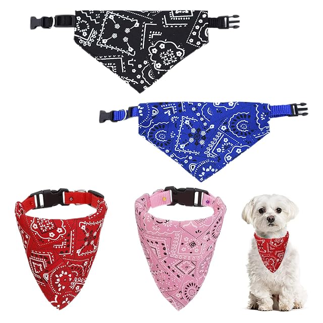 4 Piezas Bandanas para Perros Collar Ajustable con Bandana para Perro