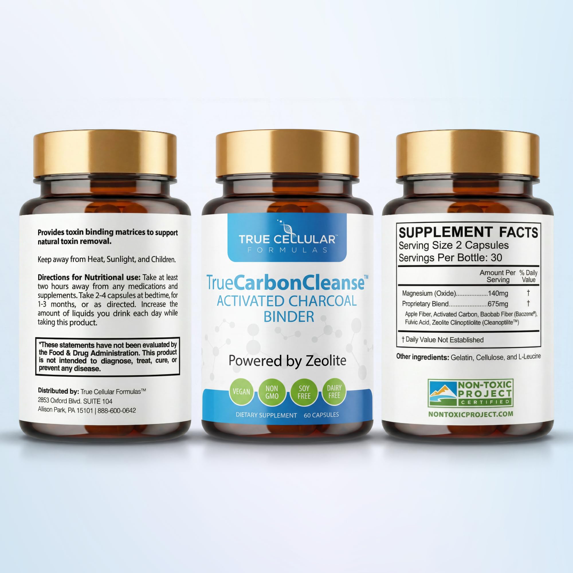 Gut Detox & Liver Cleanse - Organic Activated Charcoal Capsules with Clinoptilolite Zeolite Binder - TrueCarbonCleanse™ Carbon Supplement - 60 Bamboo Charcoal Pills - Vegan, Non-Toxic, Gluten Free — Amazon image 6