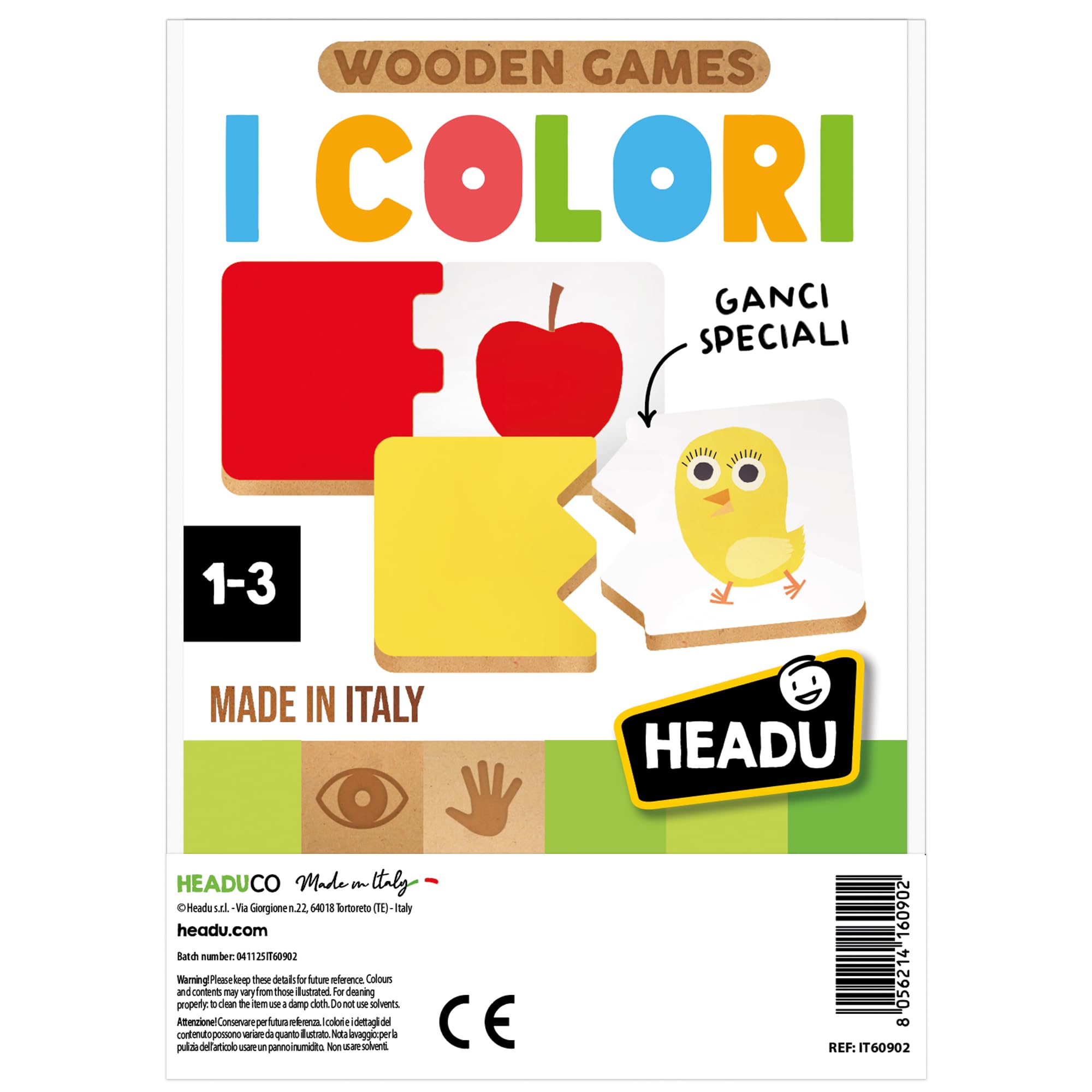 Headu - I Colori - Colori per i piccoli! | Gioco Educativo Bambini 2 3 4 Anni, Gli Unici Giochi in Legno Made in Italy, Attività Divertenti che Stimolano l'apprendimento, Idea Regalo Natale Pasqua