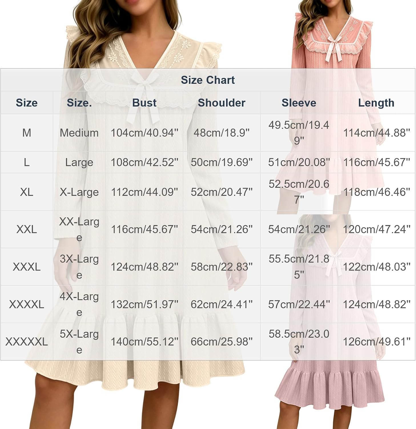 Ladies Soft Nightgown Long Sleeve Home Dress Winter Warm Sleepwear