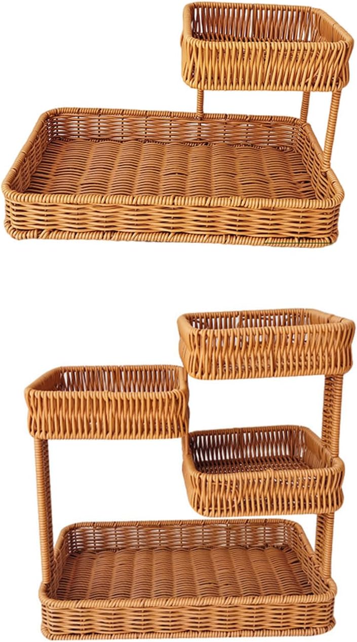 Unique Snacks Organiser Bread Candy Storage Basket Imitation Rattans Fruit Tray Desktop Organiser For Kitchen