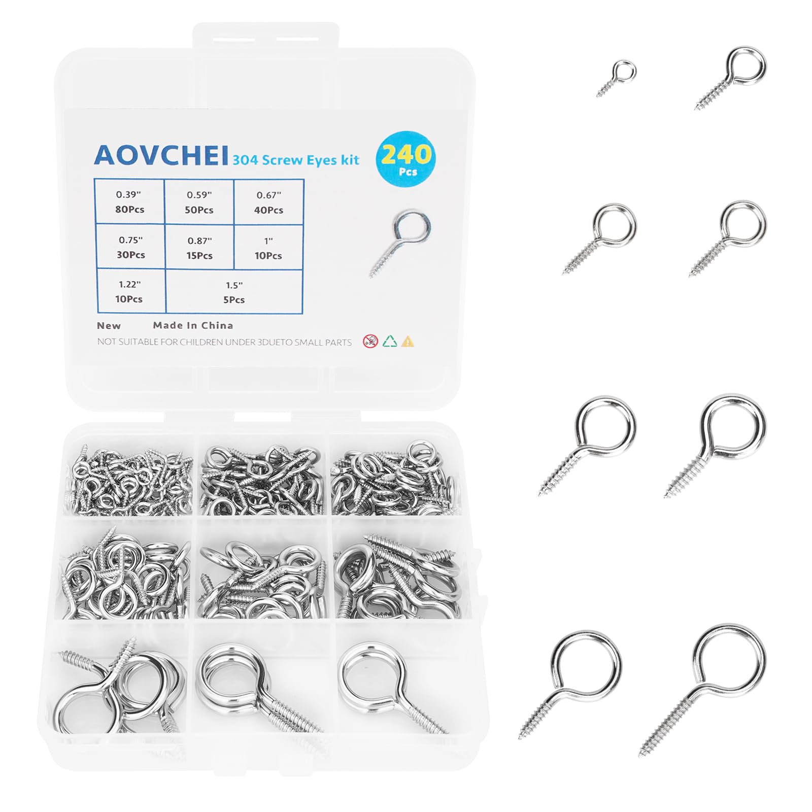 Stainless Steel Screw Eyes - 50 Pack -11