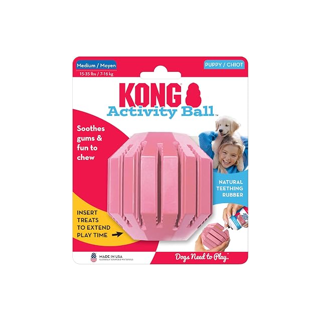 Foto 2 de 8 de KONG Puppy Activity Ball Masticable para Cachorros, Talla Mediana