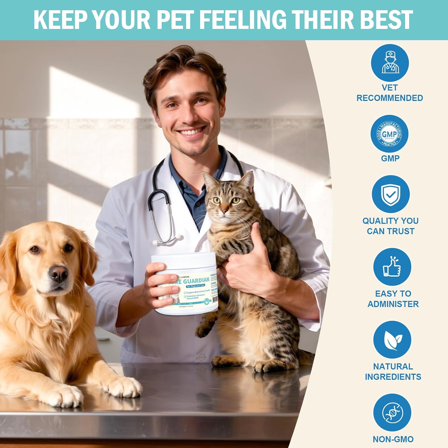 Nervous System Supplements, Seizure Guardian for Dogs and Cats, Natural Herbal Formula for Daily Relaxation, Stress Response and Reduce Sudden Loss of Balance or Collapse - 4 oz