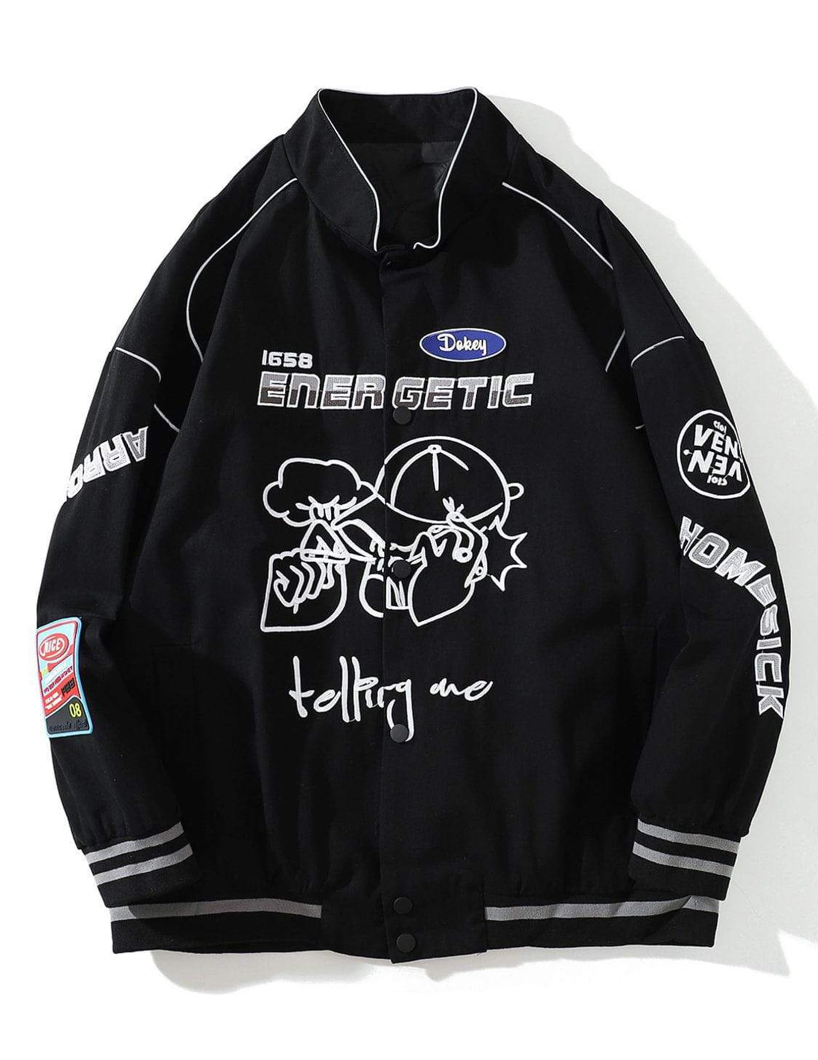 Aelfric Eden Blackair Men's Varsity Jackets Womens Bomber Jackets Vintage Motorcycle Racer Jacket