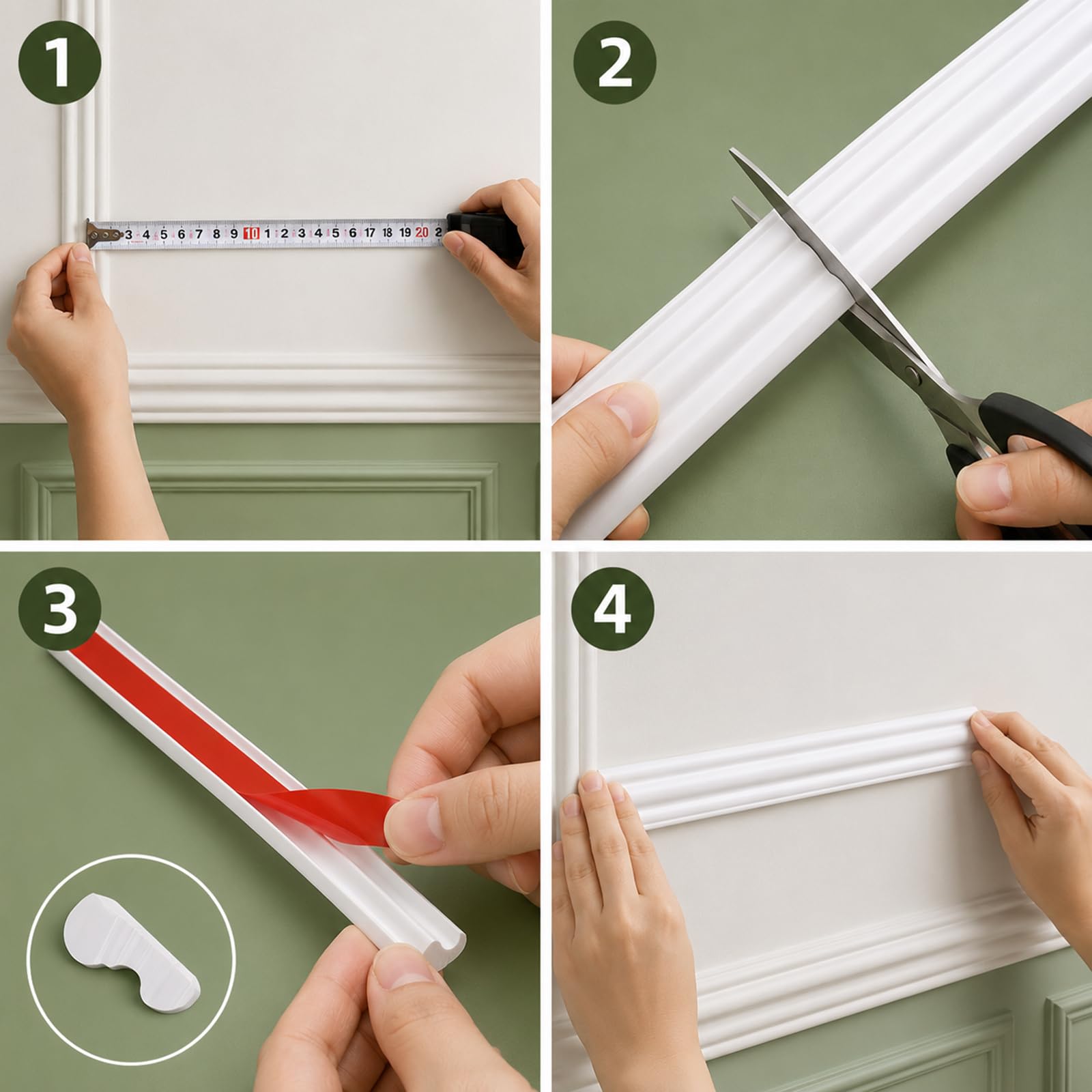 Elastyczne Listwy Ozdobna Samoprzylepne Z PVC Do Ściany, Kuchni, Sufitu – Łatwe Przycinanie - Listwy Ozdobne, Idealne Do Renowacji I Majsterkowania W 2.2cm, L 6m