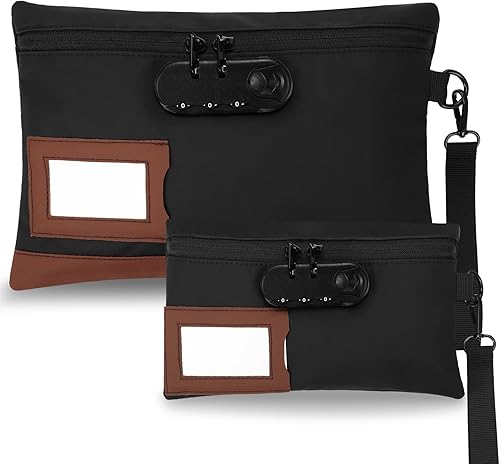 Paquete de 2 bolsas de dinero con cerradura y bolsa de bloqueo para llaves, bolsa para lápices con cerradura de combinación para tarjetas de