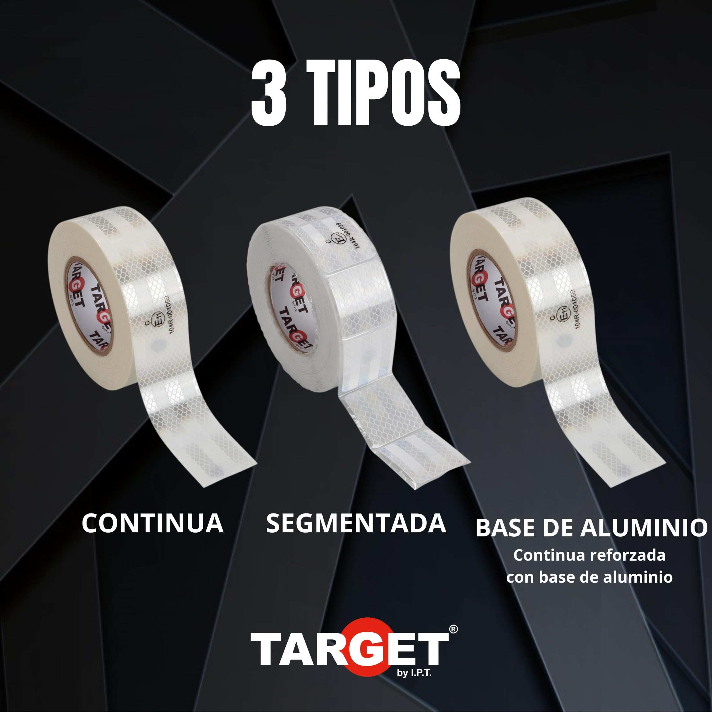 TARGET - Cinta Reflectante Homologada para Camiones - Certificación Norma EC 104R - V23 - Marcaje y Señalización (CONTINUA, ROJO)