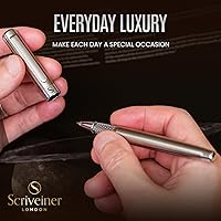 Vista 5 de Pluma de bola de acero inoxidable Scriveiner - Impresionante pluma de lujo de metal con acabado cromado plateado, repuesto de tinta Schmidt