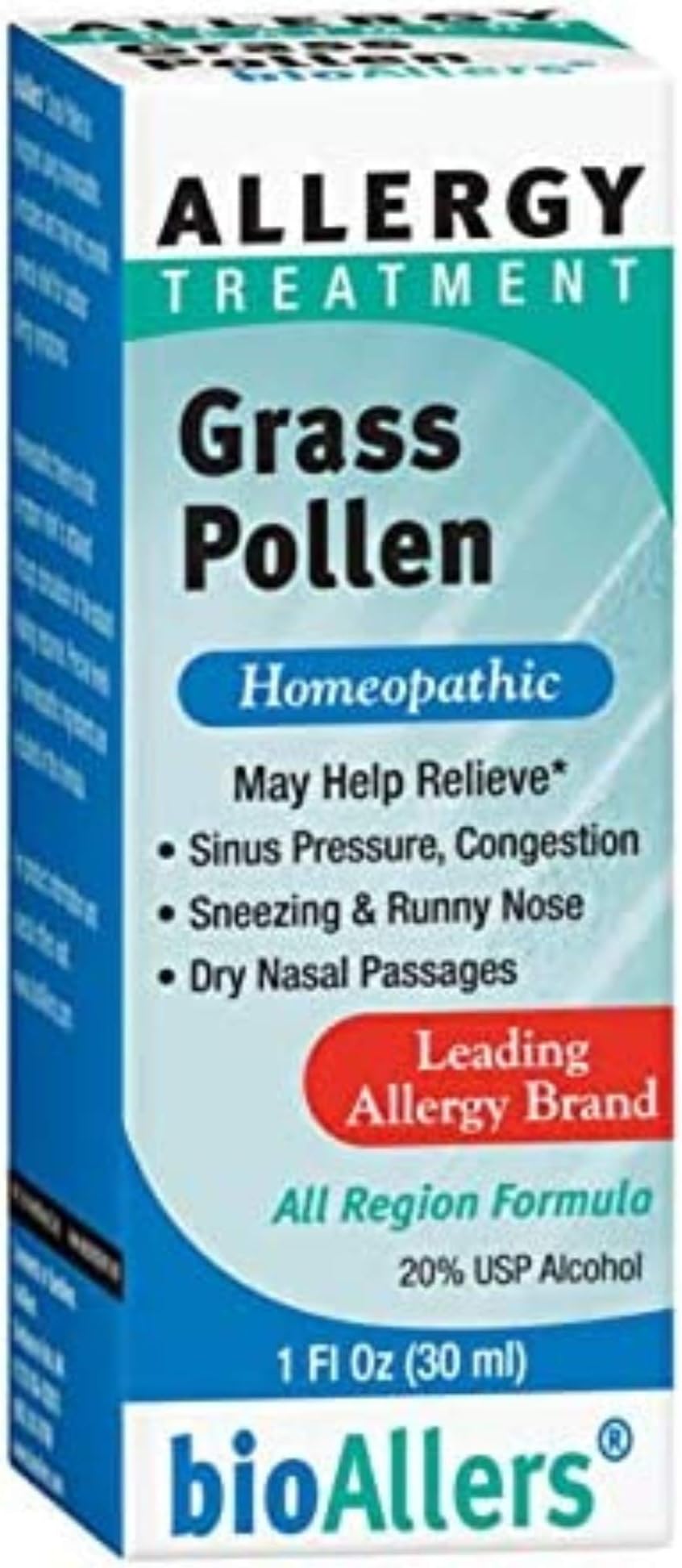 bioAllersGrass Pollen Homeopathic Allergy Treatment For Congestion Sneezing Runny Nose & Itchy Watery Eyes | 1 Fl Oz 1 oz Clear