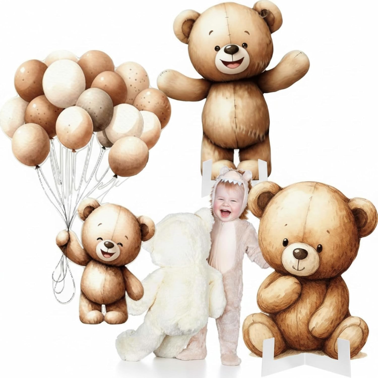 3 Pcs Gender Reveal Decorations Large Sign Set Baby Shower Birthday Supplies 1st Birthday Party Centerpieces for Baby Shower Photo Props(Blue Bear,Large)