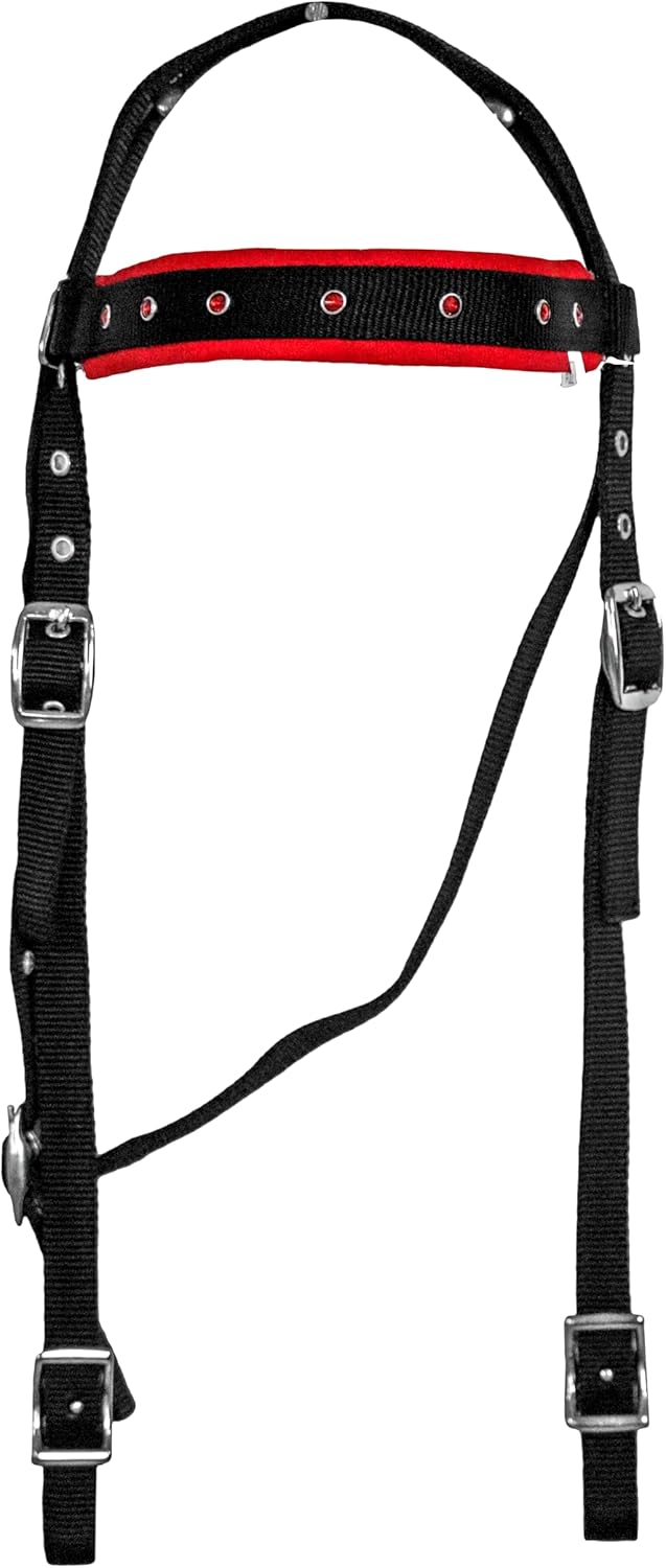 HUMAYL Saddlery Tack Set Headstall Breast Collar and Reins Western Barrel Racing Crystal Show Horse Synthetic Nylon Padded Browband Horse Saddle Multiple Color for Horses Size: Full-Cob, H033
