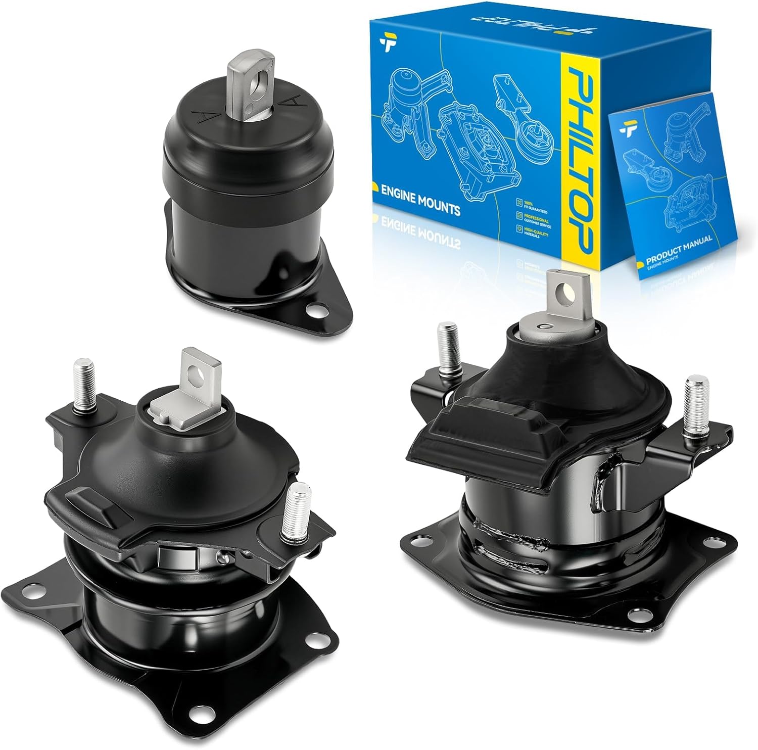 PHILTOP Engine Motor Mount Compatible with 2004-2008 Acura TL Transmission Mounts for A4526HY, A4517, A4599HY, Set of 3