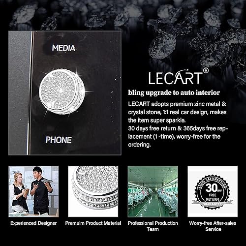 Miniatura 9 de LECART Bling para Volkswagen Accesorios Decoración de Coche Glitter AC Knob Covers Volume Tune, 2 paquetes