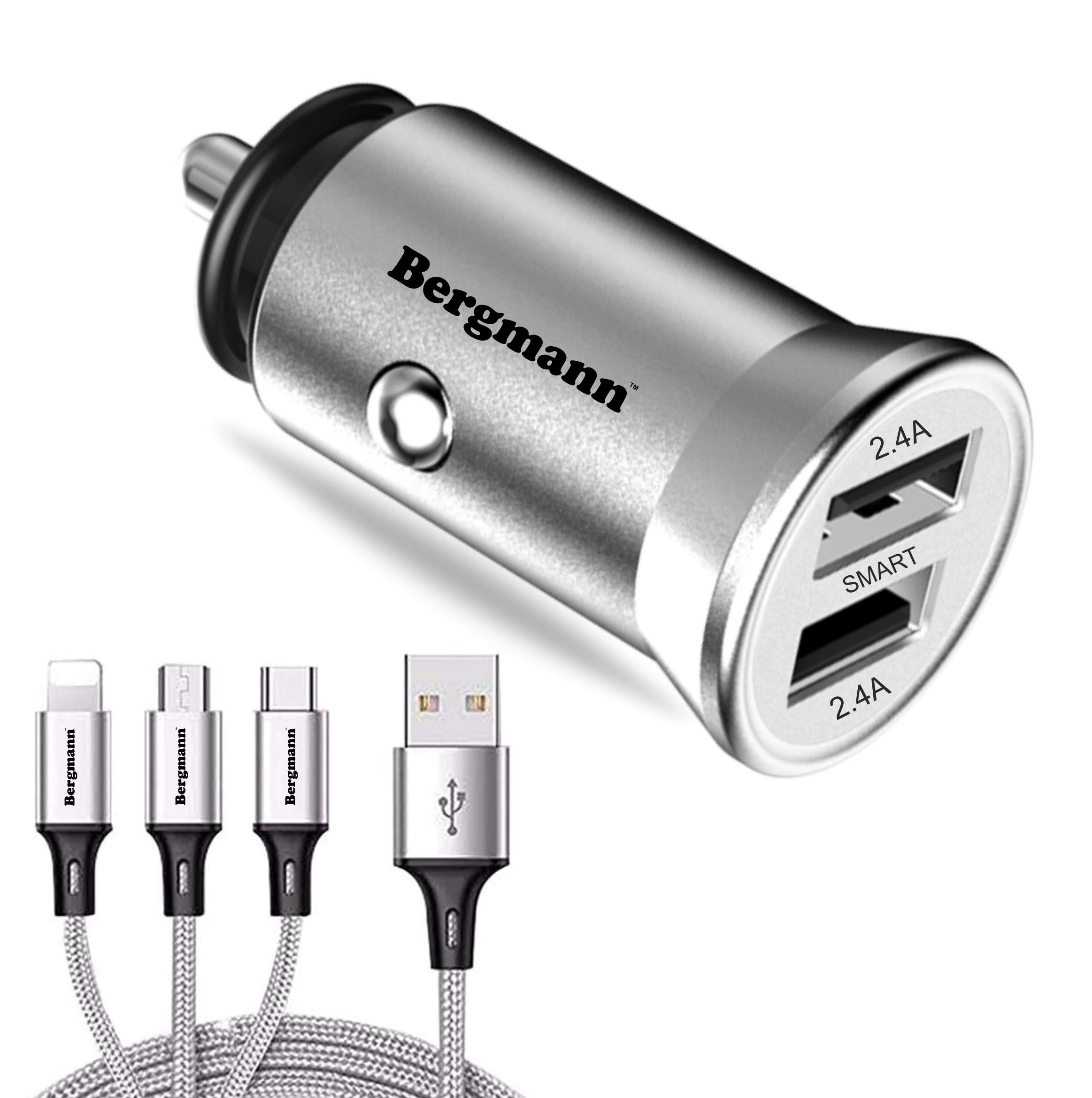 Bergmann CarGenius XF-3 Car Charger 4.8A with 3-in-1 USB Cable
