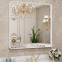 Vista 71 de LOAAO - Espejo de baño con marco de metal negro de 24x36 pulgadas, espejo rectangular redondeado para pared, espejo mate de tocador de baño