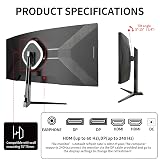 ZZA Monitor curvo de 34 polegadas, monitor de jogos 240HZ 1500R 3440 * 1440P, monitores de computador ultra amplos com FreeSync, HDR10, 1ms, cuidados com os olhos da tela de PC, design sem bordas — imagem 8