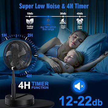 Portable Foldable Rechargeable Oscillating Fan - 8.6 8000mah Remote Fan