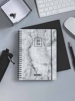 BRUNNEN School Diary '25/'26 Grey Marble | A6, Plastic