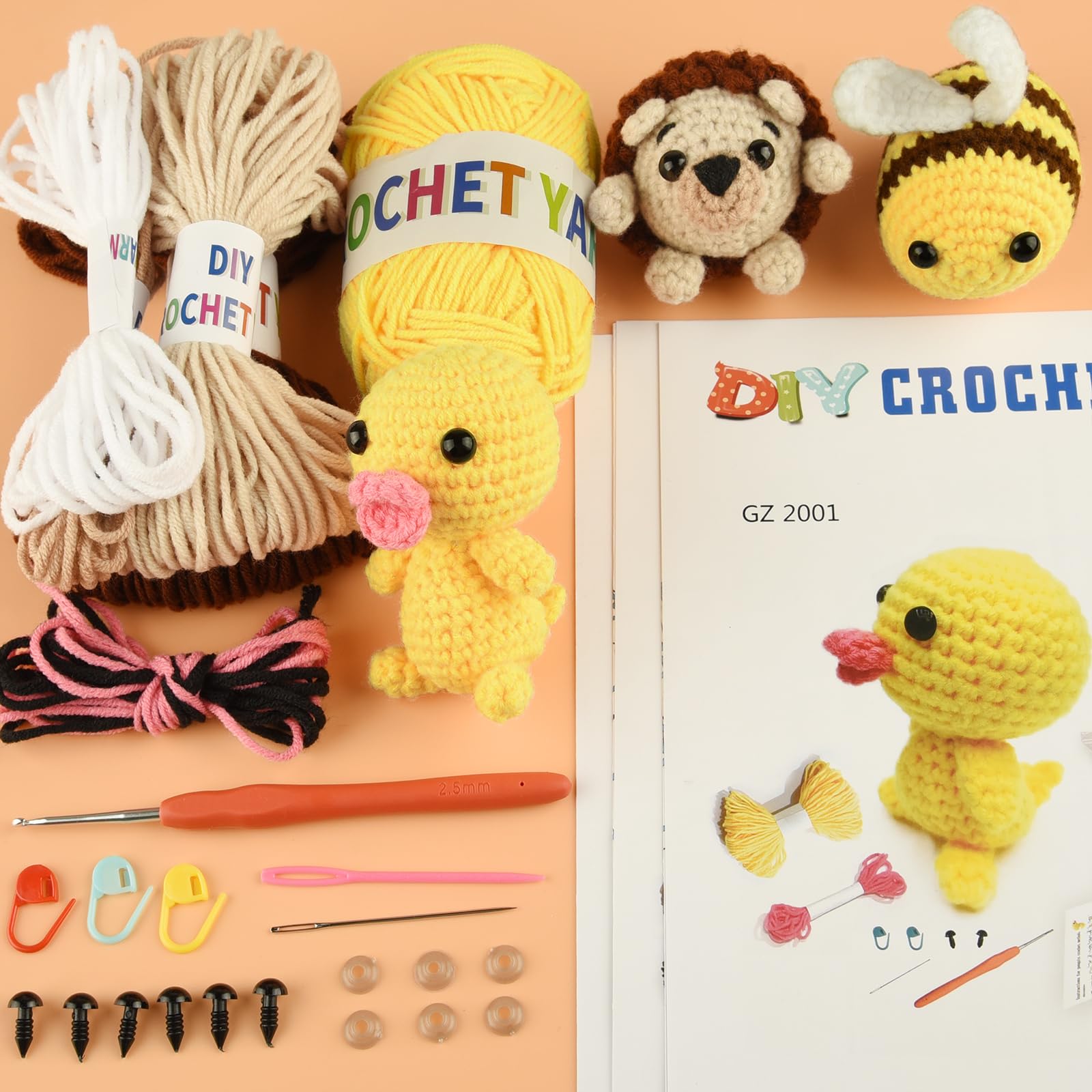 ASTARON Crochet Kit, 3Pcs Crochet Animal for Adults and Kids with Step-by-Step Video Tutorial and Paper course - Image 4