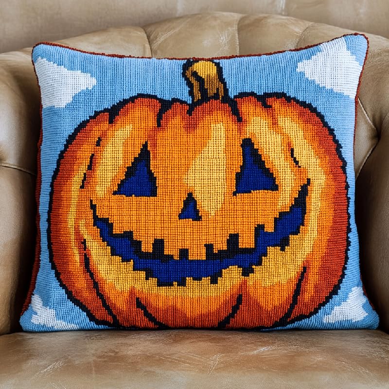Kit de ganchillo de calabaza de 43x43 cm para tejer un cojín hecho a mano ideal para tu salón