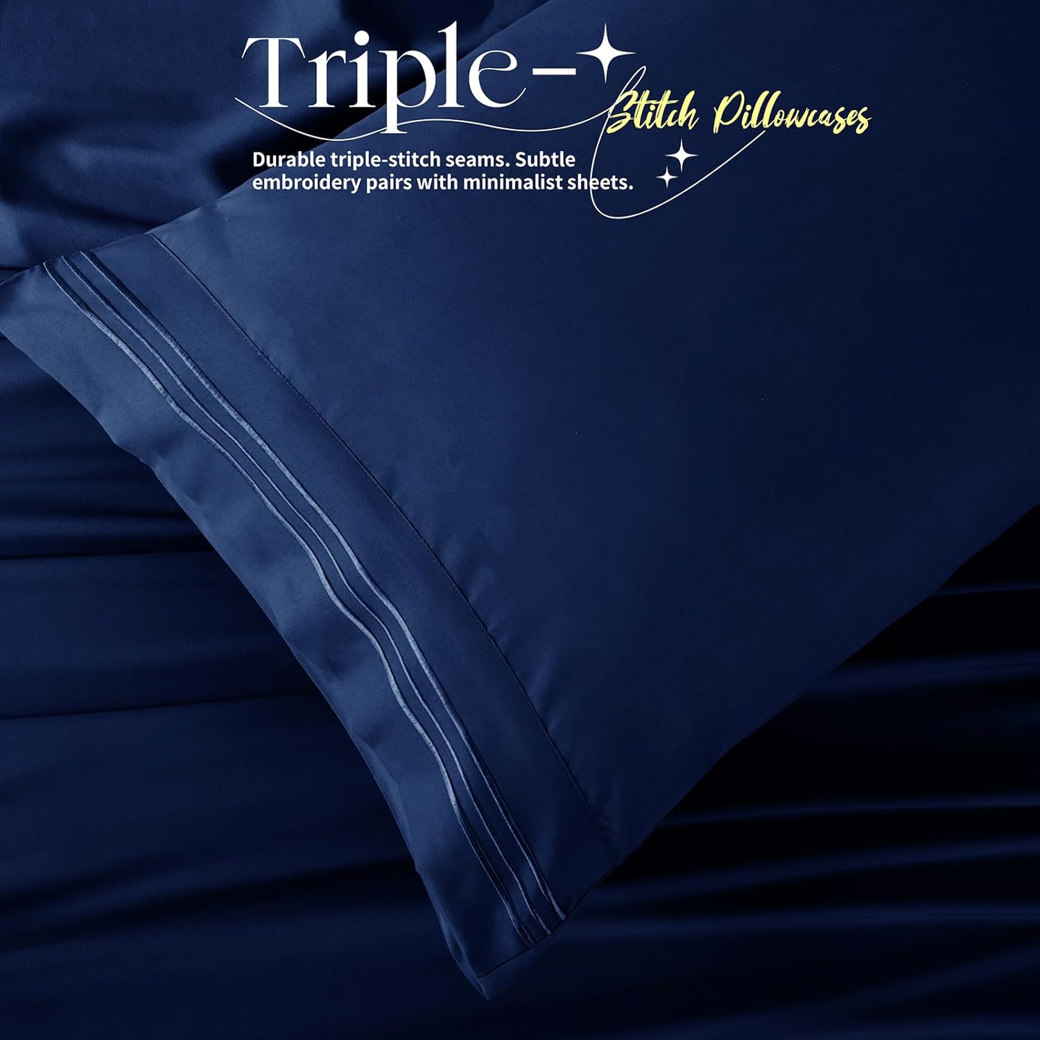 Manyshofu 4 Piece Split Head King Sheets Sets for Adjustable Bed Sheet, Flex Head Split Top King Sheets Navy Blue Sheet Set - 1800 Thread Count Bedding Set with 14-16 Inch Deep Pockets