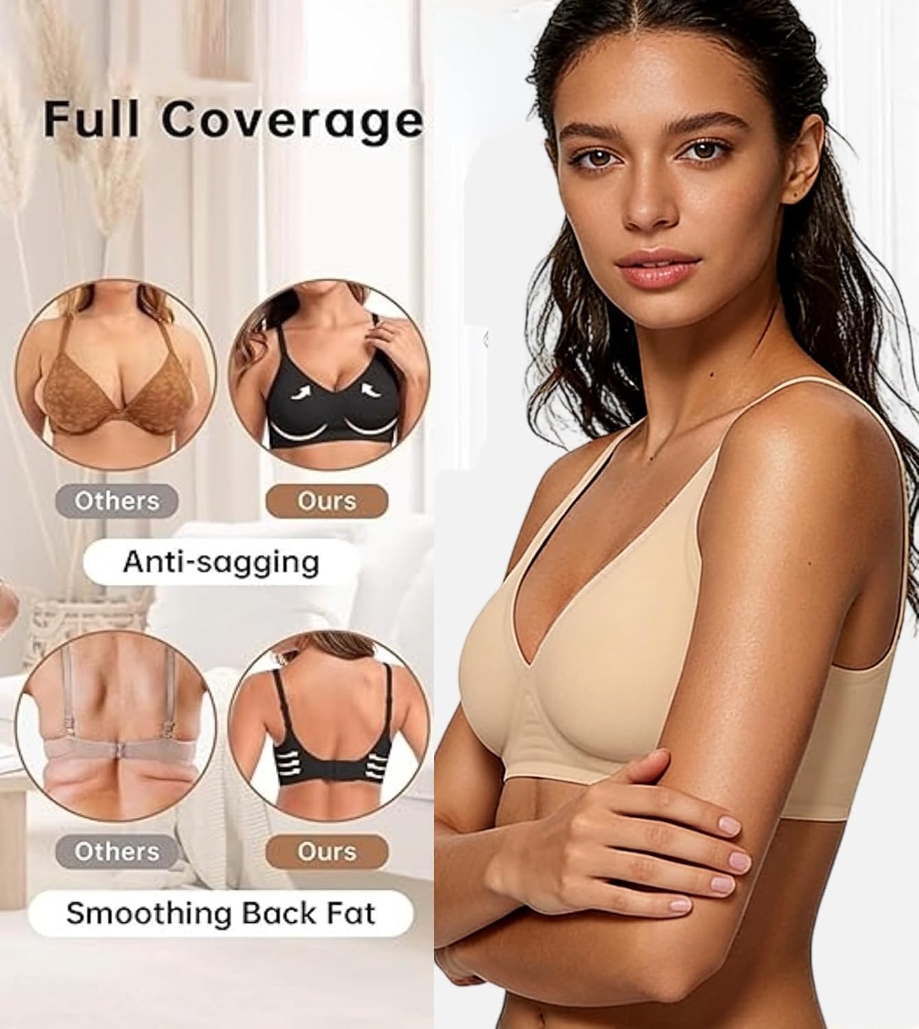 2026 Women Jelly Seamless Wireless Push Up Bras Deep V No Underwire Supportive Everyday Bra Full Coverage Plunge Bralettes - Image 4