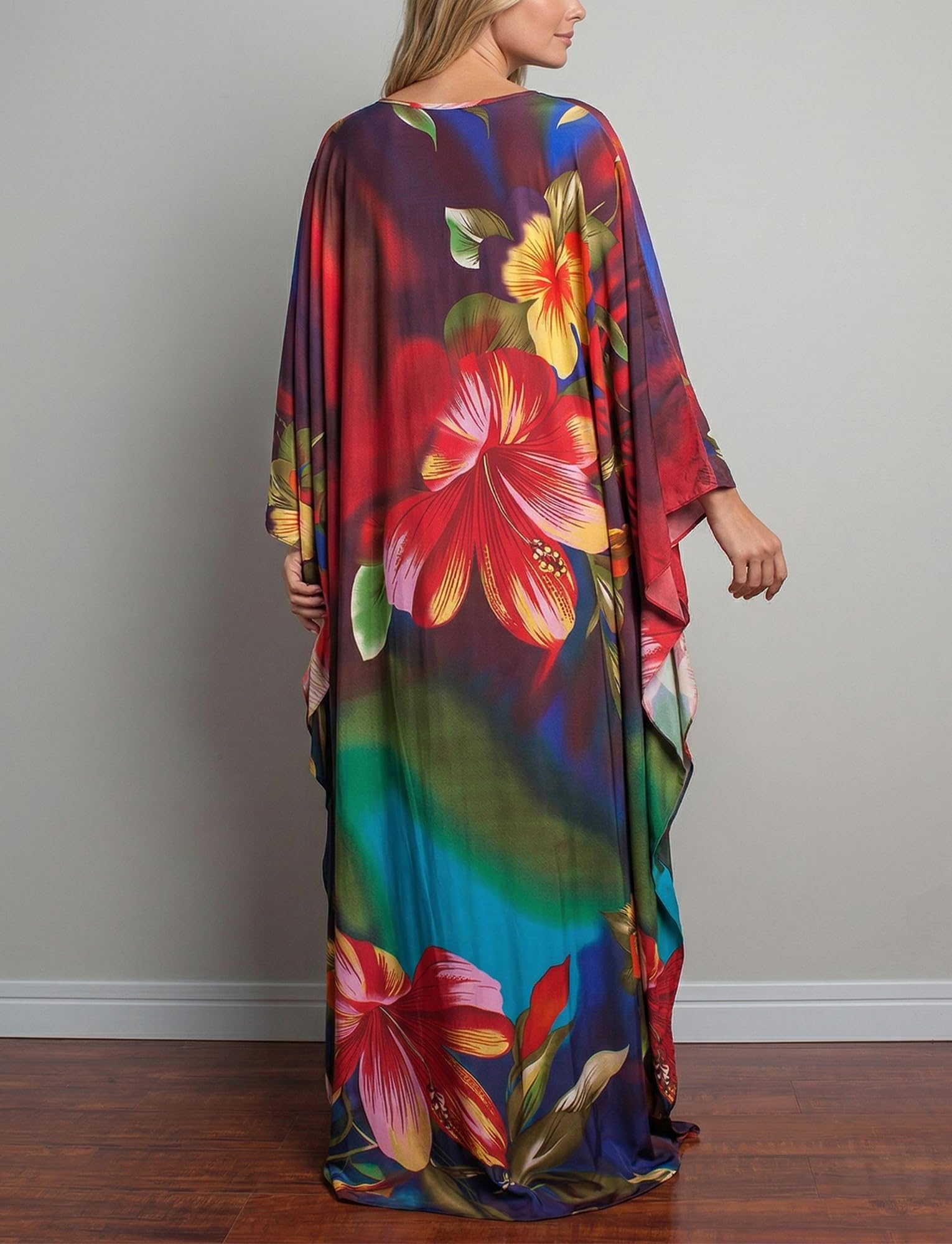 AIEOE Maxi Peignoir Cache-Maillots Femme Été Caftan Longue Robe de Plage avec Surf Sauna Plage Couleur 02