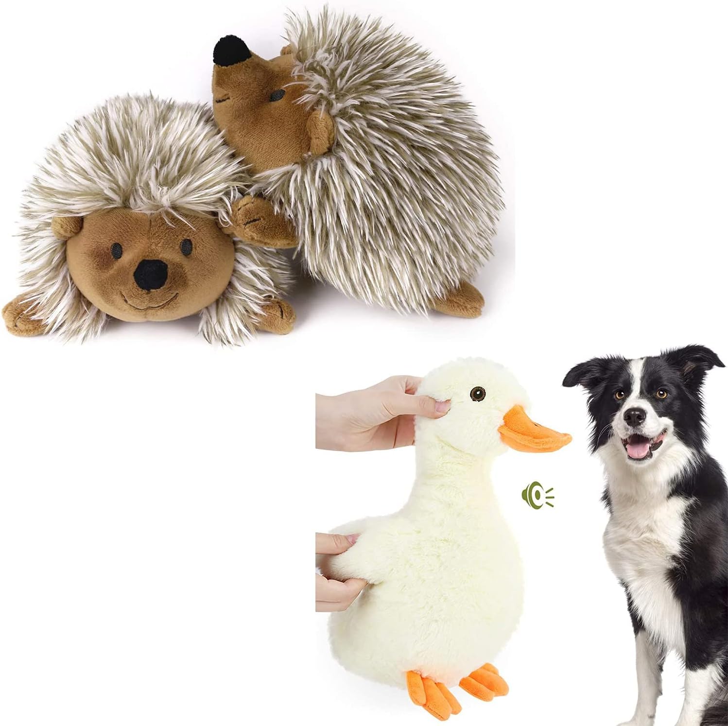 Pawaboo [2 Pack Squeak Plush Dog Toys & Large 12'' Squeak Plush Duck Dog Toy, Super Soft Plush Stuffed Duck-Shaped Pet Toys, Crinkle Paper Rattle Pet Biting Training Chew Toys Plush Doll for Pet Dogs