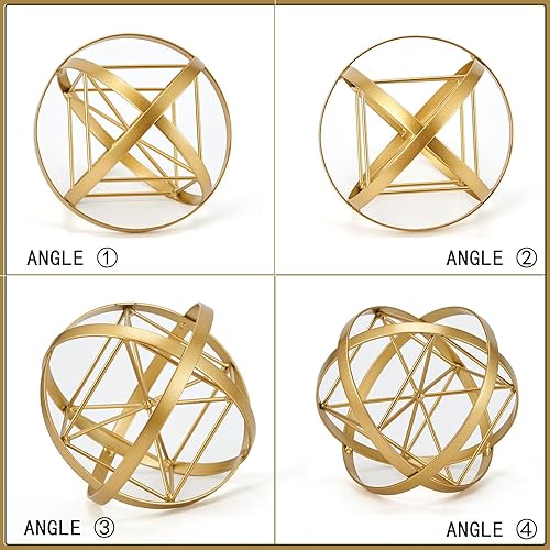 Miniatura 3 de HLQMFHT Escultura abstracta geométrica de metal de 7 pulgadas, escultura geométrica de metal, decoración de mesa para sala de estar, estudio,