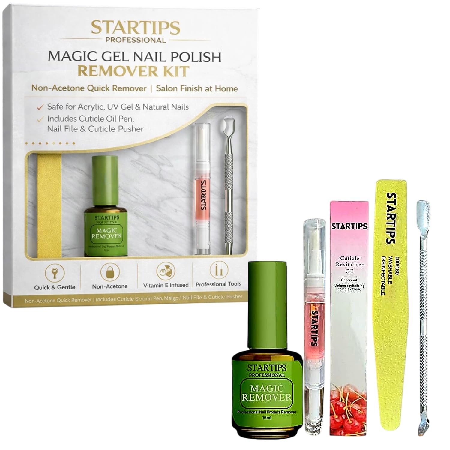 STARTIPS Gel Nail Polish Remover Kit, No Need for Foil, Quick & Easy Polish Remover In 3-5 Minutes, No Need Soaking Or Wrapping (15 ML)-image-10