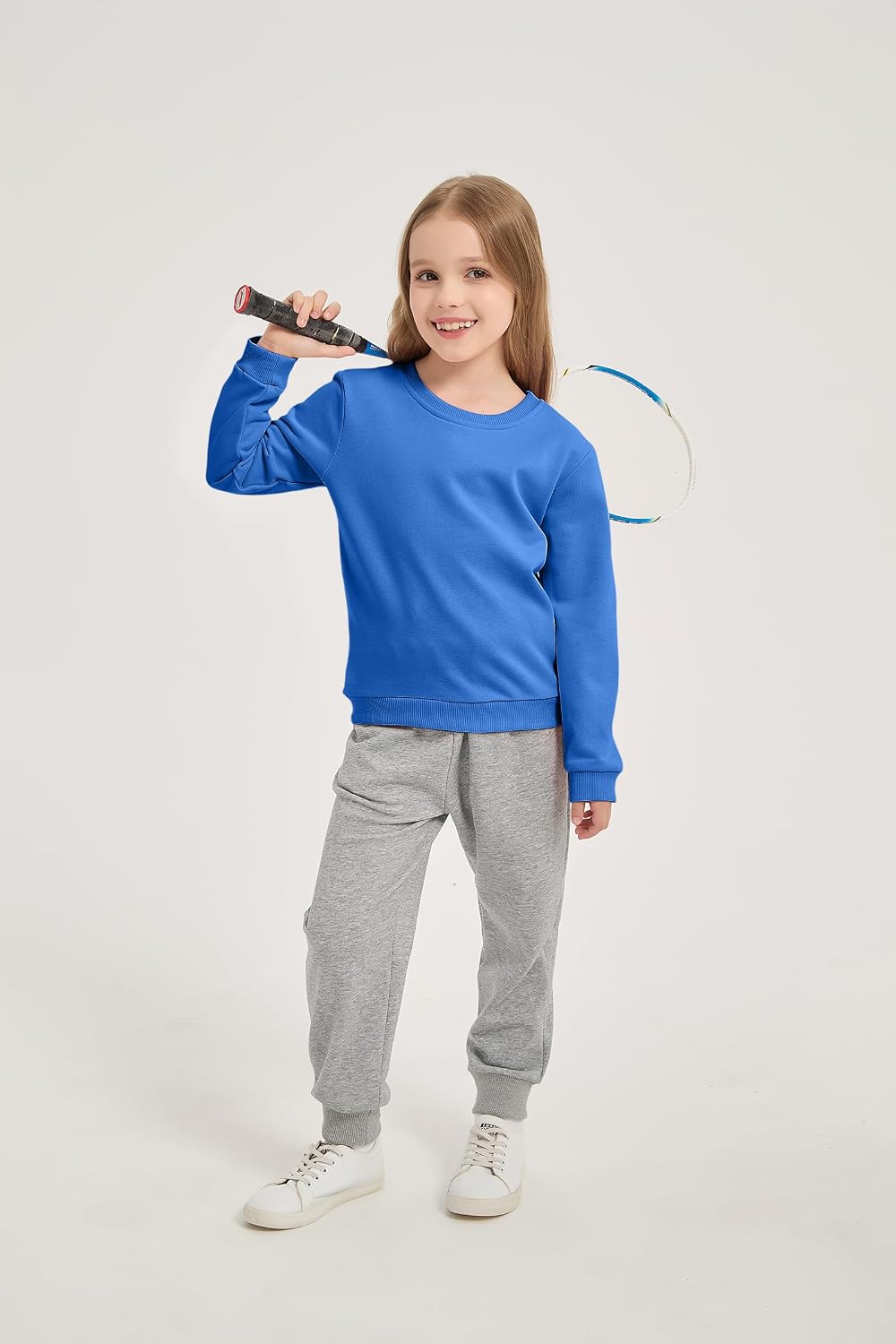 Kids Crewneck Sweatshirt Toddler Long Sleeve Tops Medium Weight Fall Pullovers for Boys and Girls 2-14 Years